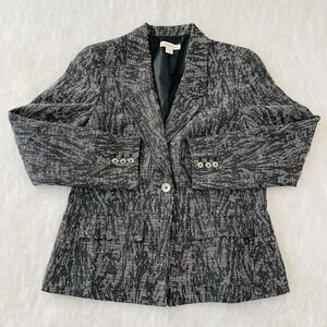 Coldwater Creek Gray Abastract Print Blazer One Button Size 12